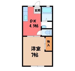 宇都宮大学陽東キャンパス駅 徒歩20分 1階の物件間取画像